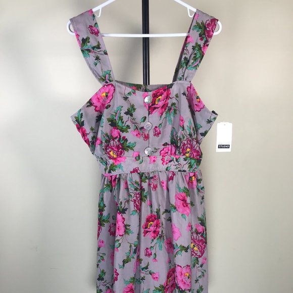 Selina Studio Grey & Pink Floral Dress - Picture 1 of 12